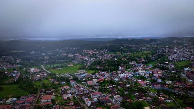 Drone shot of the landscpae of Kodagu in Karnataka formally known as coorg. Kodagu is a hill station and the largest Coffee and Pepper producing district in India. 