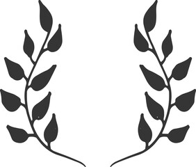 Hand Drawn Laurel Floral Line Art