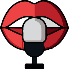 a mouth and a microphone, icon