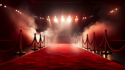 Red carpet staircase background, VIP entrance, night award ceremony