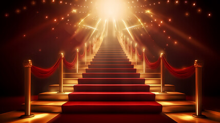 Red carpet staircase background, VIP entrance, night award ceremony