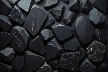 Black stone background, top view