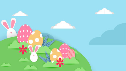 Colorful colourful vector gradient easter celebration background with egg. Vector paper style easter background. Vector paper style easter background
