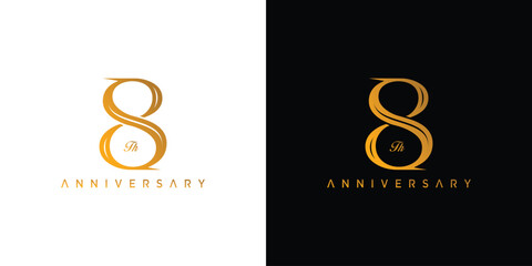 Modern and elegant number 8 logo design 2 - obrazy, fototapety, plakaty