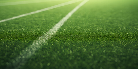 grass on the soccer field,,,Green bright colorful grass pitch of football stadium, close up with beautiful bokeh and stripes - obrazy, fototapety, plakaty