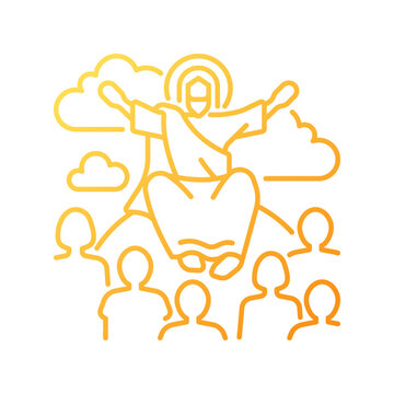 recommend clip art: Sermon on mount gradient linear vector icon. Jesus Christ and disciples. Moral teachings. New testament. Biblical scene. Thin line color symbol. Modern style pictogram. Vector isolated outline drawing