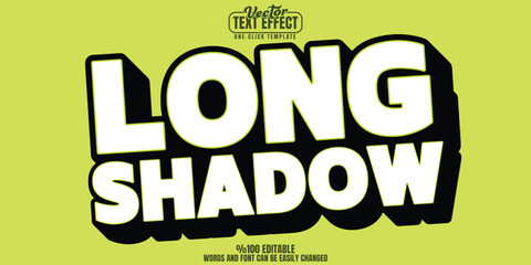 Long shadow editable text effect, customizable bold and shade 3D font style