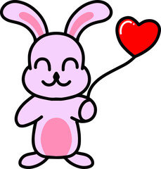 Easter Bunny Holding Balloon