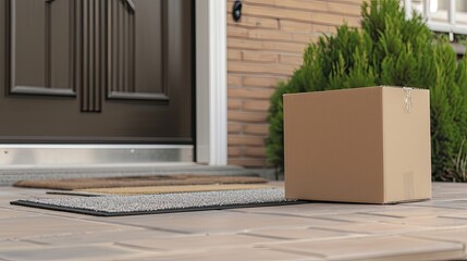 Transforming convenience: Online shopping's cardboard package, delivered to your front door, Ai Generated.