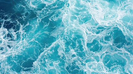 Fototapeta premium Dive into the tranquil beauty of a blue ocean water texture background. Turquoise foamy waves. Ai Generated.