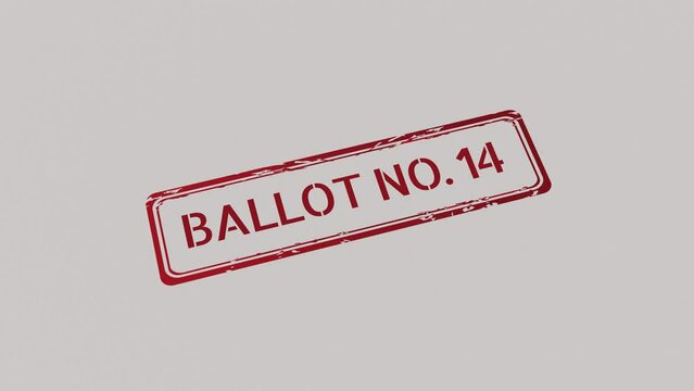 BALLOT NUMBER 14 Stamp pressing on a paper