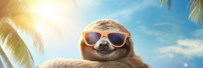 sloth resting on the beach
 - obrazy, fototapety, plakaty