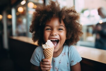 child eating ice cream
 - obrazy, fototapety, plakaty
