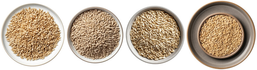 top view of raw wheat on a plate