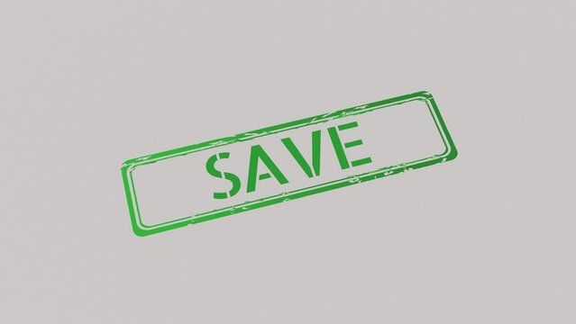 SAVE Stamp pressing on a paper