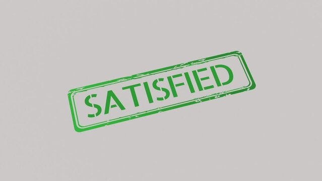 SATISFIED Stamp pressing on a paper