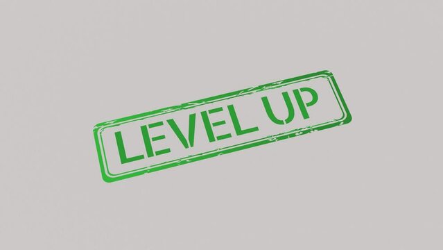 LEVEL UP Stamp pressing on a paper
