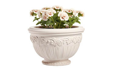 Your Garden with the Opulence of a Pearl White Resin Pot on a White or Clear Surface PNG Transparent Background.