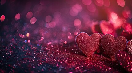 Celebrate Valentine's Day with a glittering hearts background, capturing the essence of love and romance, Ai Generated.