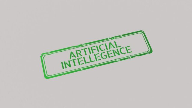ARTIFICIAL INTELLIGENCE Stamp pressing on a paper