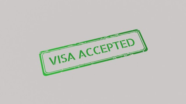 VISA ACCEPTED Stamp pressing on a paper