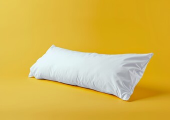 White bolster pillow isolated on yellow background