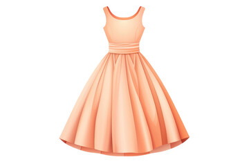 A simple, elegant dress in a solid peach fuzz hue on a white background