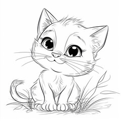 A cat drawn in white.