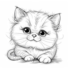 A cat drawn in white.