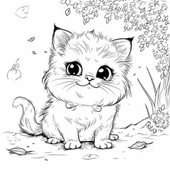 A cat drawn in white.