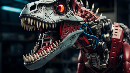 A dinosaur robot with a roaring sound effect