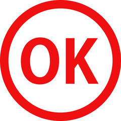 「OK」のシンプルな赤丸スタンプ