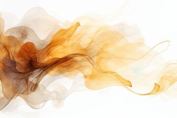 Abstract Wave in warm yellow brown collors, Watercolor Art