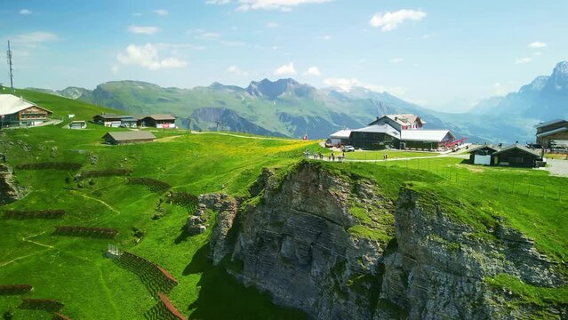 Swiss alps Jungfrau region, Mannlichen trail to Kleine Scheidegg, Bernese Oberland. Swiss Alps in summer. tourism destination in Switzerland.