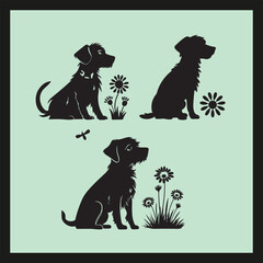 Daisy dog silhouette set