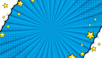 blue comic background with clouds and stars © Asta Desain