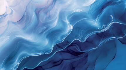 Flowing blue abstract background. Concept of soft and relaxing visuals, calming rhythms. - obrazy, fototapety, plakaty