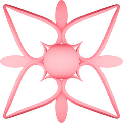 3D rendering element square linear ornament on transparent background