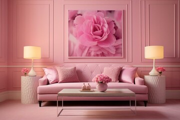 decor in shades of pink for interior design. Generative AI