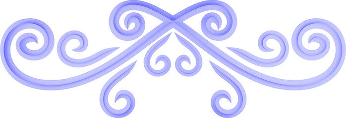 3D illustration of filigree floral ornament on a transparent background