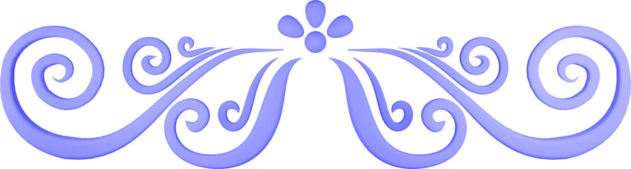 3D illustration of filigree floral ornament on a transparent background