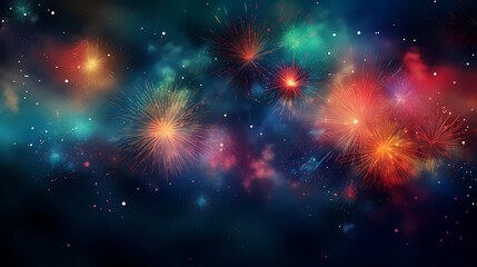 Beautiful creative holiday background with fireworks and sparkles