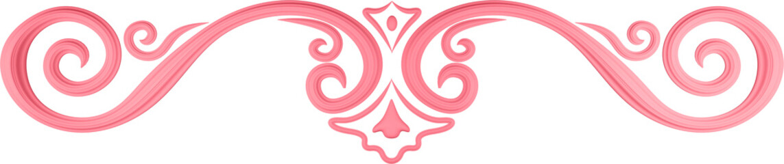 3D illustration of filigree floral ornament on a transparent background