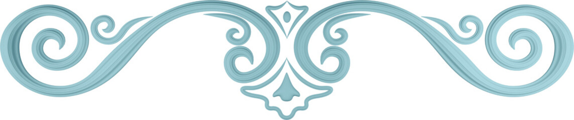 3D illustration of filigree floral ornament on a transparent background