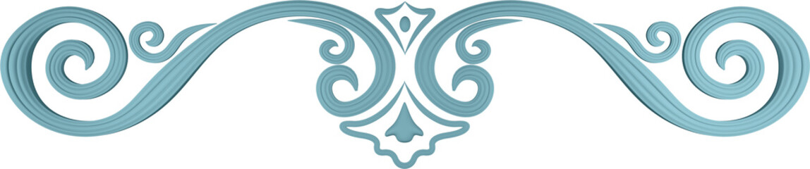 3D illustration of filigree floral ornament on a transparent background