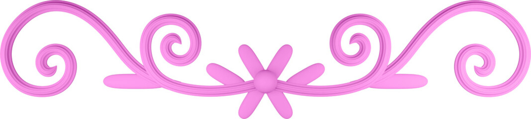 3D illustration of filigree floral ornament on a transparent background