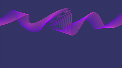 Background with Pink Purple dim blue Violet wave lines Flowing waves design Abstract digital equalizer wave. Line Vector illustration for tech futuristic innovation concept background Graphic design - obrazy, fototapety, plakaty