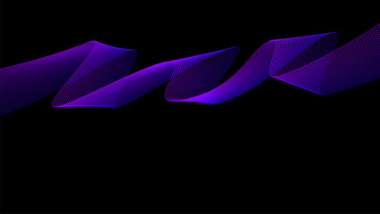 Black background with Pink Purple Blue wave lines. Flowing waves design Abstract digital equalizer sound wave. Line Vector illustration for tech futuristic innovation concept background Graphic design