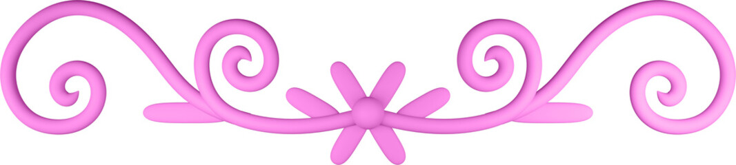 3D illustration of filigree floral ornament on a transparent background