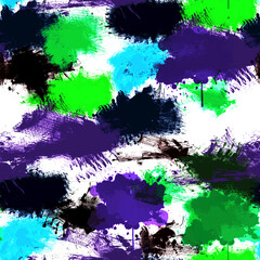 Seamless grunge splashes drops blots bright colors pattern background - 715351318